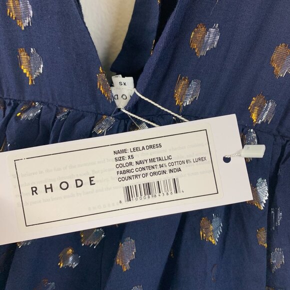 NWT A.L.C. Rhode Leela Dress Tiered Midi Dress with Metallic Hearts Size XS - Picture 6 of 7